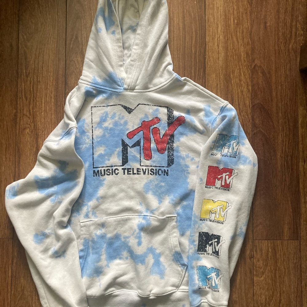 MTV Hoodie with Red and Blue Accents